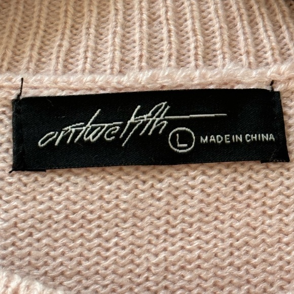 Ontwelfth blush pink boho Fringe long sleeve sweater NWT size M - Picture 10 of 12